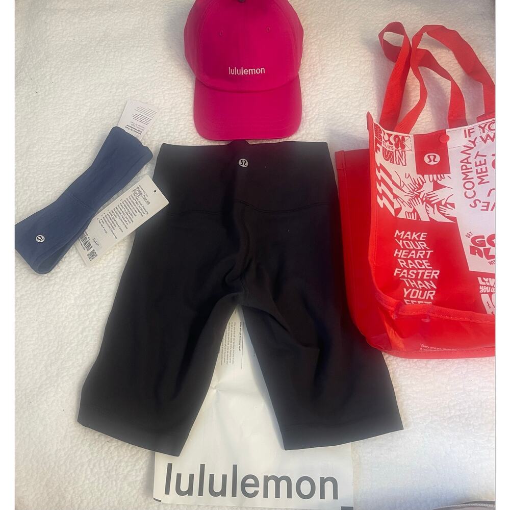 Lululemon NWT Women’s Athleisure Set Biker Shorts Hat Headband Gift Bundle